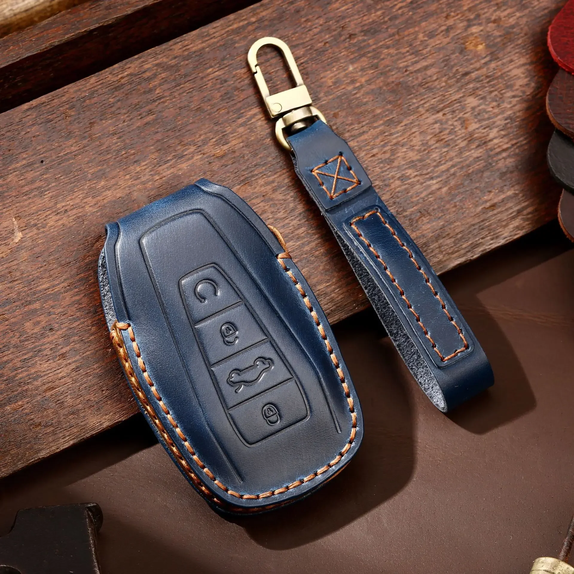 Leather Car Key Case Cover for Geely Emgrand GS Vision Preface Bonjour Coolray NL3 X7 EX7 GT GC9