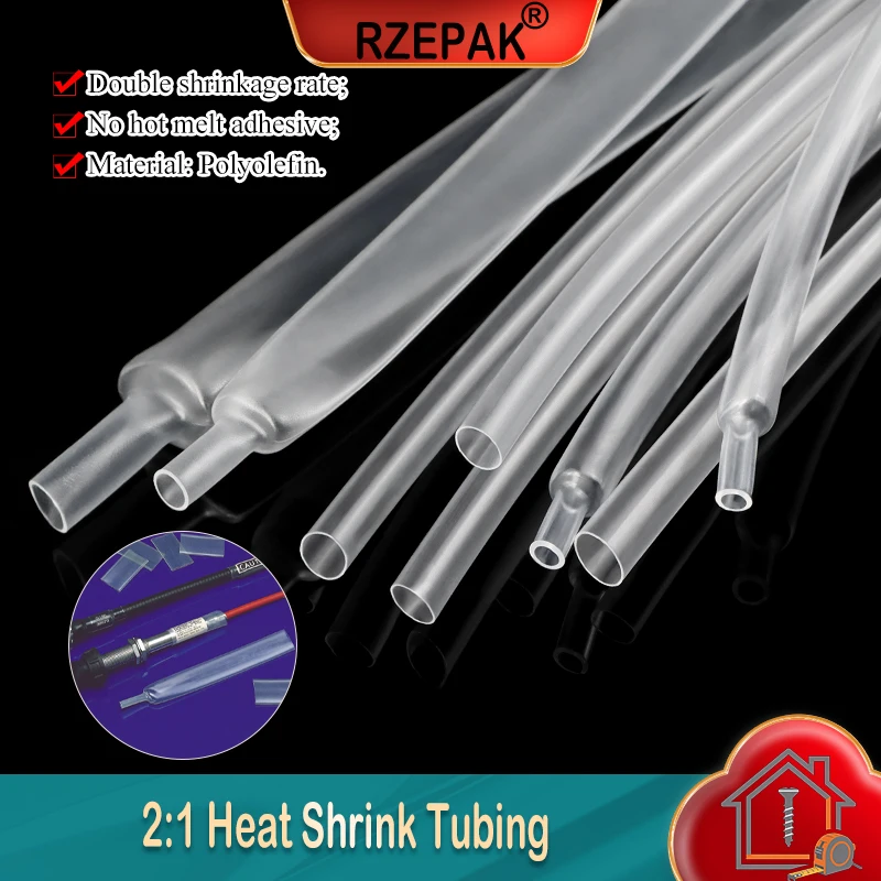 1~10m 2:1 Heat Shrink Tube Transparent 1 2 3 4 5 6 7 8 10 12 14 16 20 30 40 50 60 80 100 150mm Polyolefin Cable Insulated Sleeve