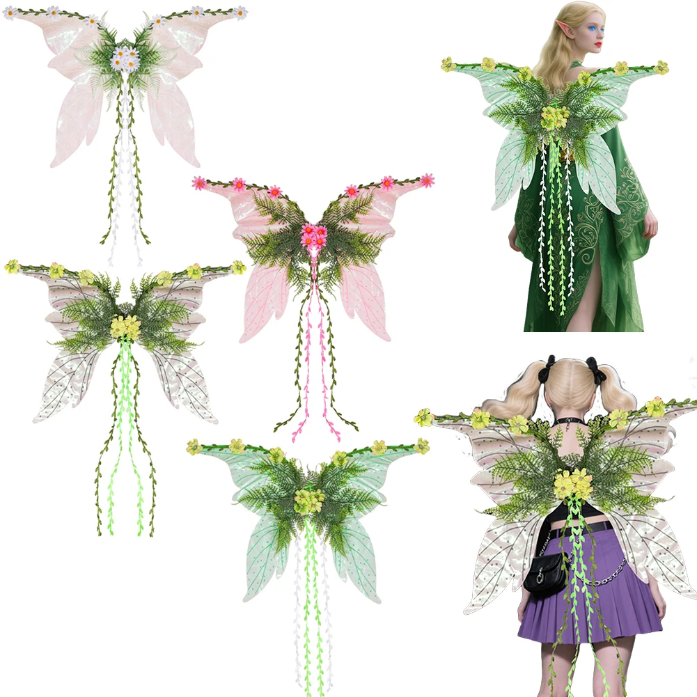 

Fairy Wings for Adult Women with Flowers Leaves & Vines Fairy Butterfly Wing Decoration Cosplay Costume Costume Butterfly Wings