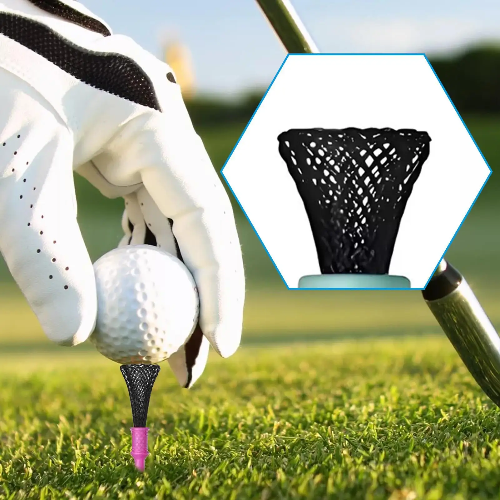 Golf Tee 3piece Mesh Design Base Reduce Friction Practice Golf Tees High-Elastic For Men Women Golfers Practice Kids Home Indoor