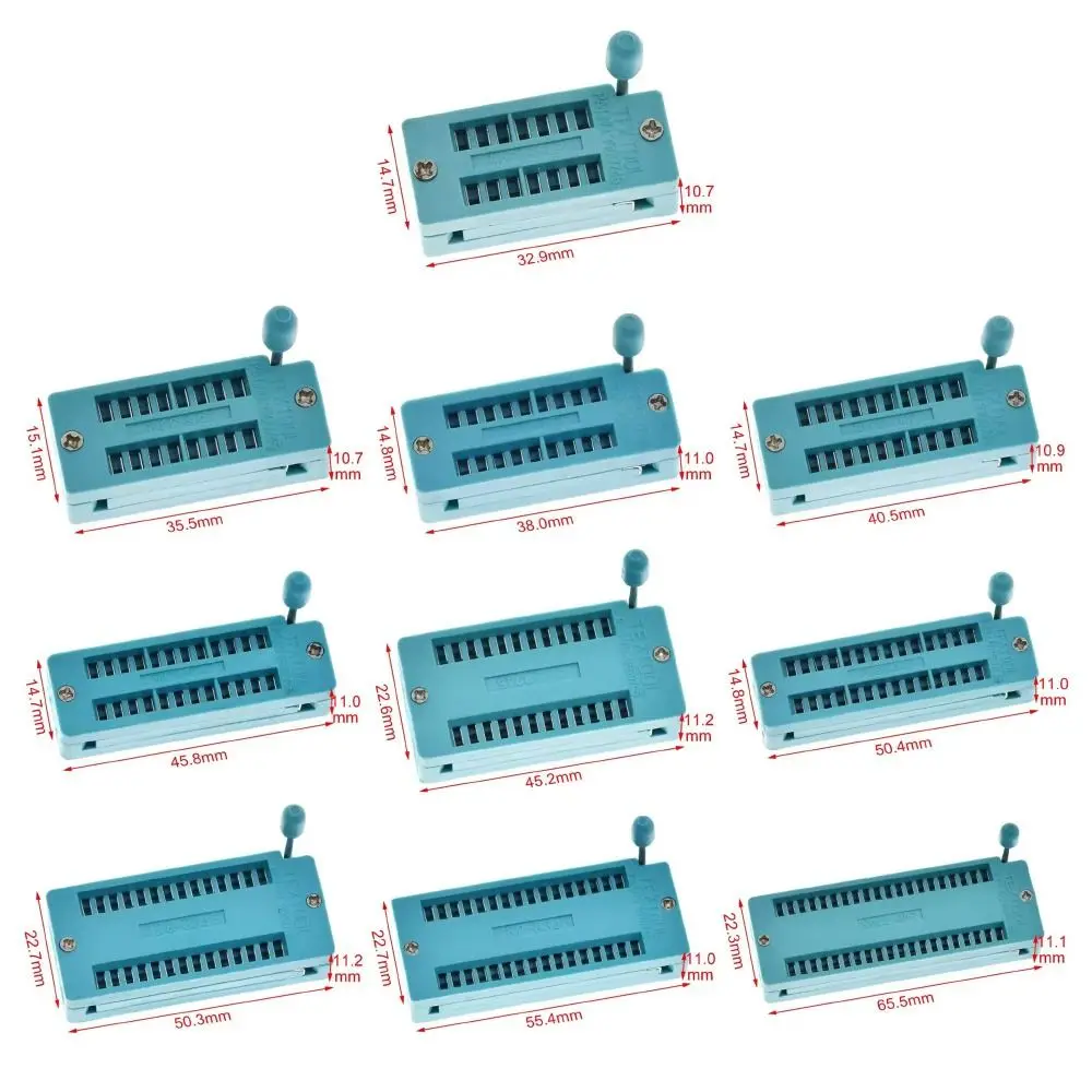 14 16 18 20 24 28 32 40 P Pin IC Lock Seat Zif Socket 2.54 MM DIP Universal ZIF IC Socket Green Wide Narrow IC Socket
