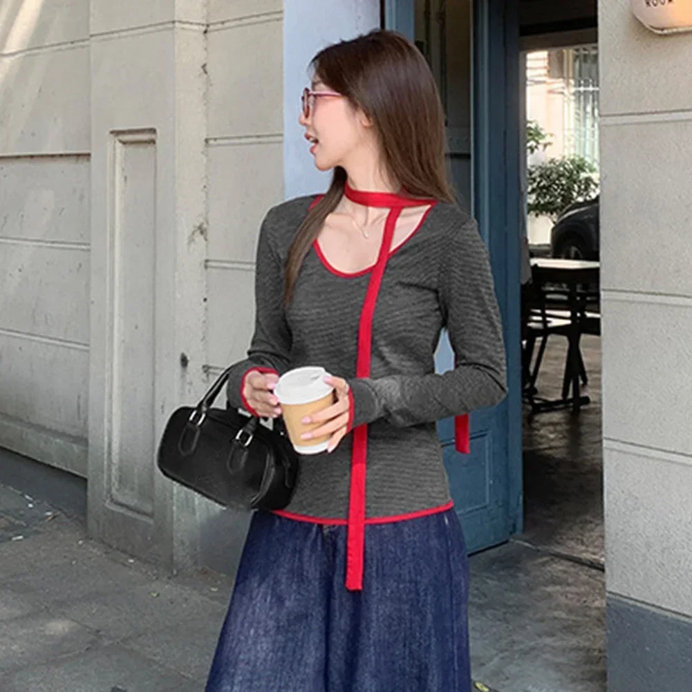 

Sleek & Modern V Neck Tee For Women With Eye Catching Scarf Stripes Perfect For Your Next Getaway Or Holiday Event