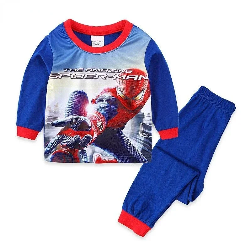 Movie Avengers Marvel Super Heroes Iron Man Spider-Man Spring and Autumn New Cotton Cartoon Underwear Pajamas Home Clothing Set