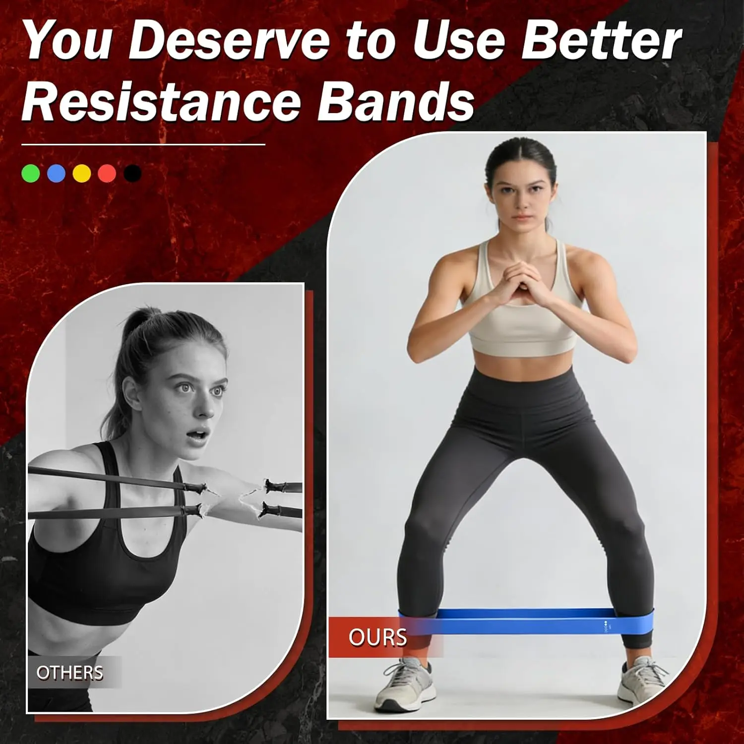 5 Pcs Mini Exercise Resistance Bands, 5 Strength Levels for Butt & Legs Yoga Fitness Training, Multiple Color Options