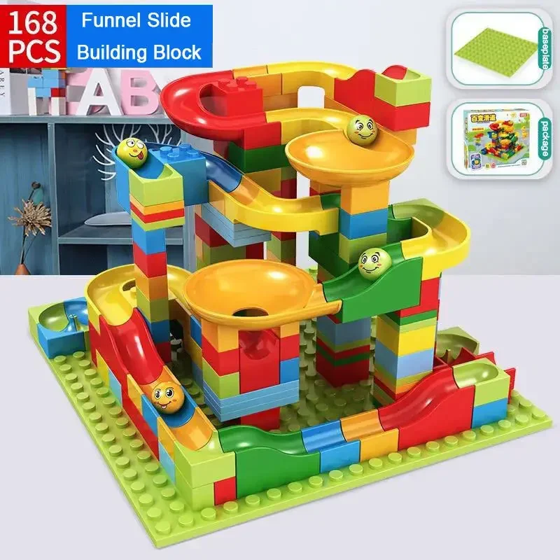 Children's Puzzle Marble Race Run Blocks Maze Toys DIY City Building Blocks Funnel Toys Parent-Child Interaction Blocks Toys