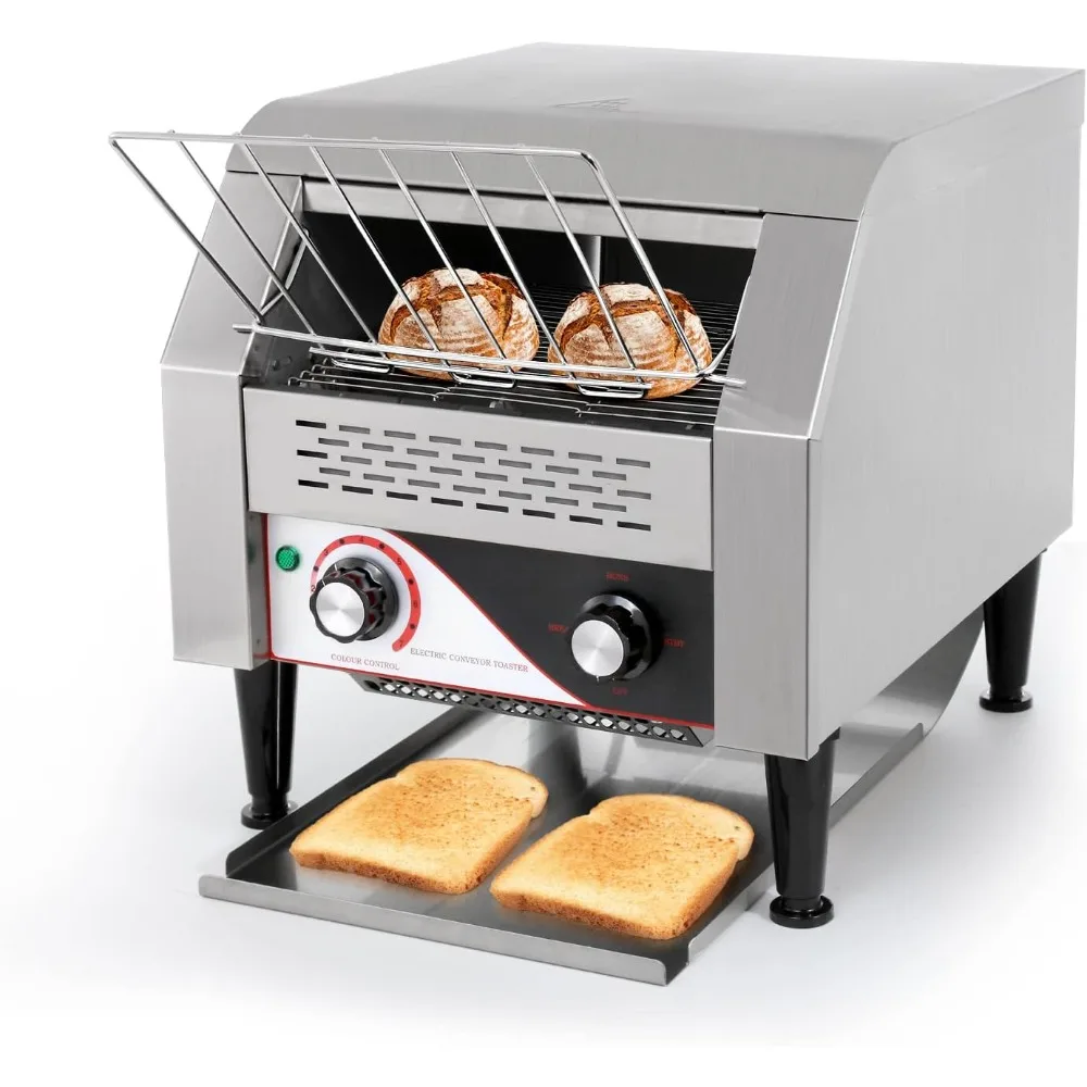 Commercial Toaster 300 Slices/Hour Stainless Steel Restaurant Toaster Conveyor 2200W Bagel Toasters Conveyor Belt Toasters