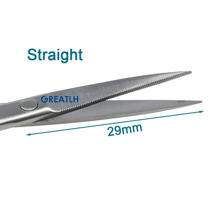 Autoclavable Serrated Scissors Ophthalmic Instrument Curved Straight Head