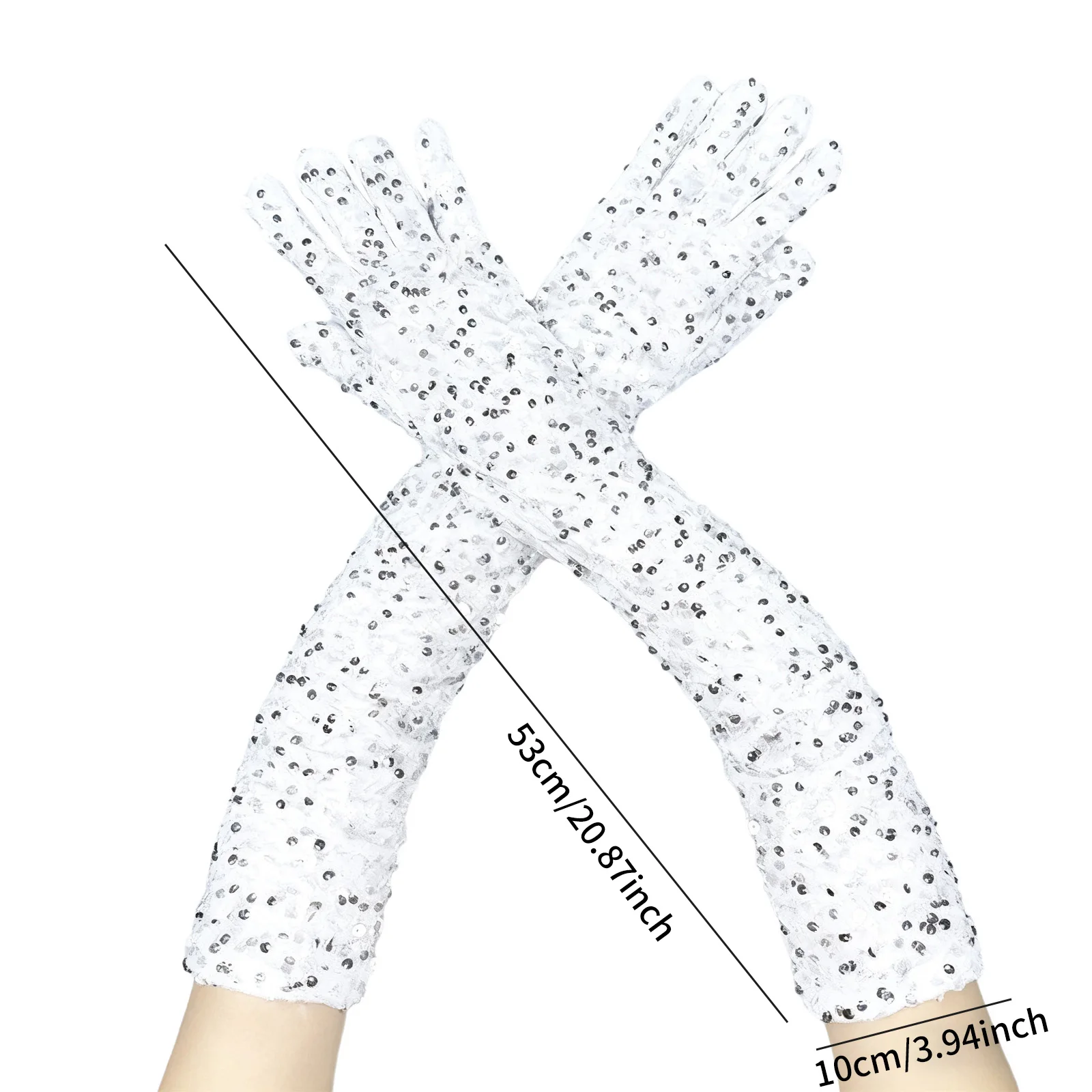 Długie rękawiczki z cekinami do łokcia, retro moda, rękawiczki operowe, błyszczące, długie, grube mitenki, na bal, cosplay, występy sceniczne