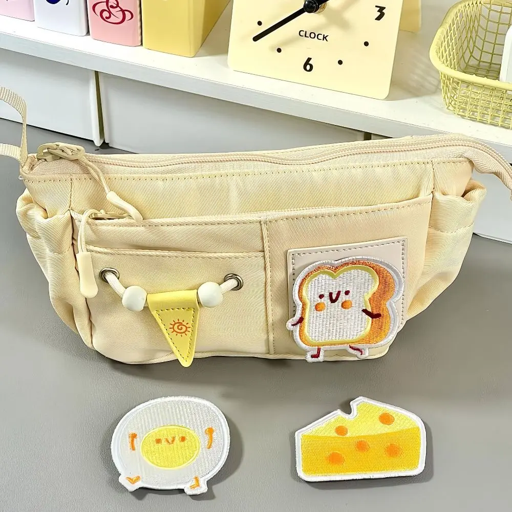 New Embroidered Patch Pen Bag Multilayer Portable Pencil Case Large Capacity Stationery Organizer Students