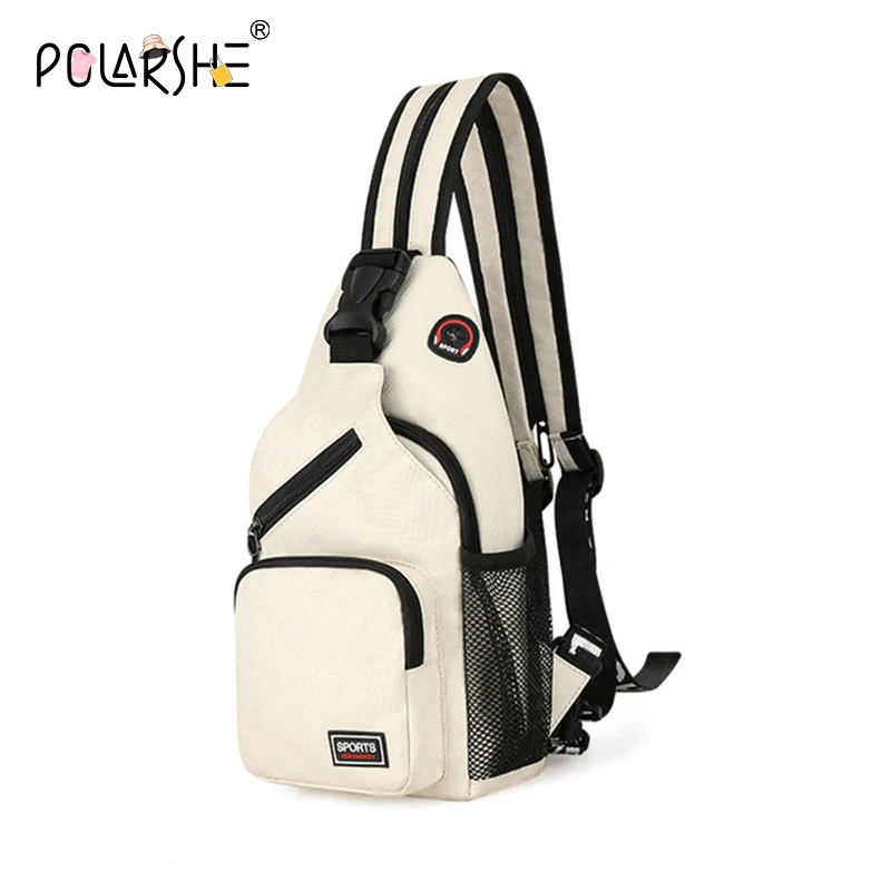 Polarshe Travel Men Chest Shoulder Bag With Earphone Hole Sports Chest Bag Crossbody Mini Women Belt Bag Multi-Function Backpack