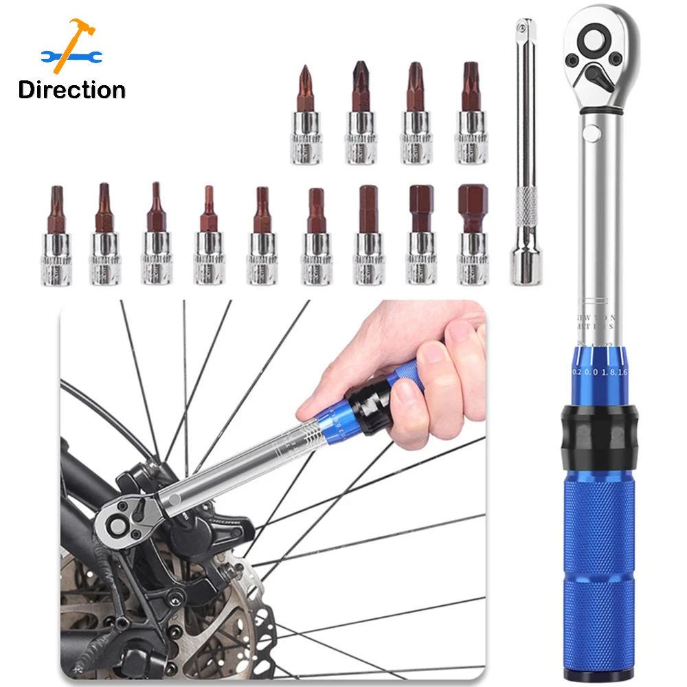 

1/4" Square Drive Torque Wrench 2Nm to 24Nm Double Scale Precise Bike Repair Hand Tools Two-way Ratchet Key Bicycle Spanner Tool