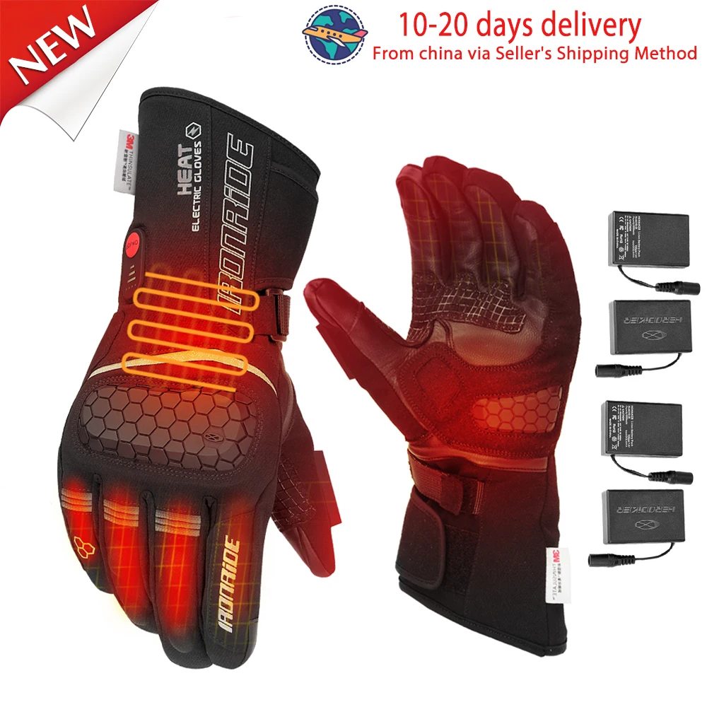 Winter Snowmobile Electric Heating Gloves Rechargeable Battery Ski Gloves Skiing Self Heating Waterproof Gloves Moto