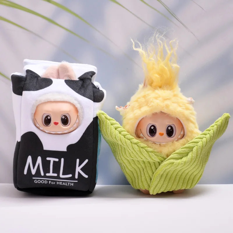 

New Milk corn disguise Clothes set Suitable For 15-17cm Labubu Vinyl Doll Clothes Accessories Festival Give Children Funny Gifts