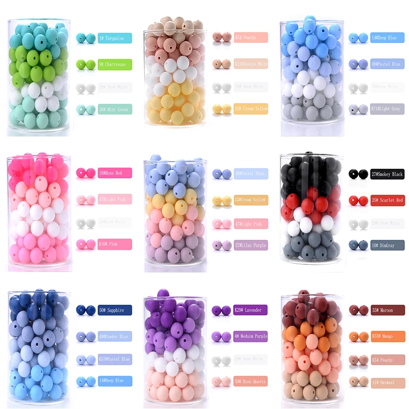 

50pcs 12mm Silicone Beads Round Perle Silicone Dentition Baby Teething Beads For Baby DIY Teether Jewelry Making Accessories