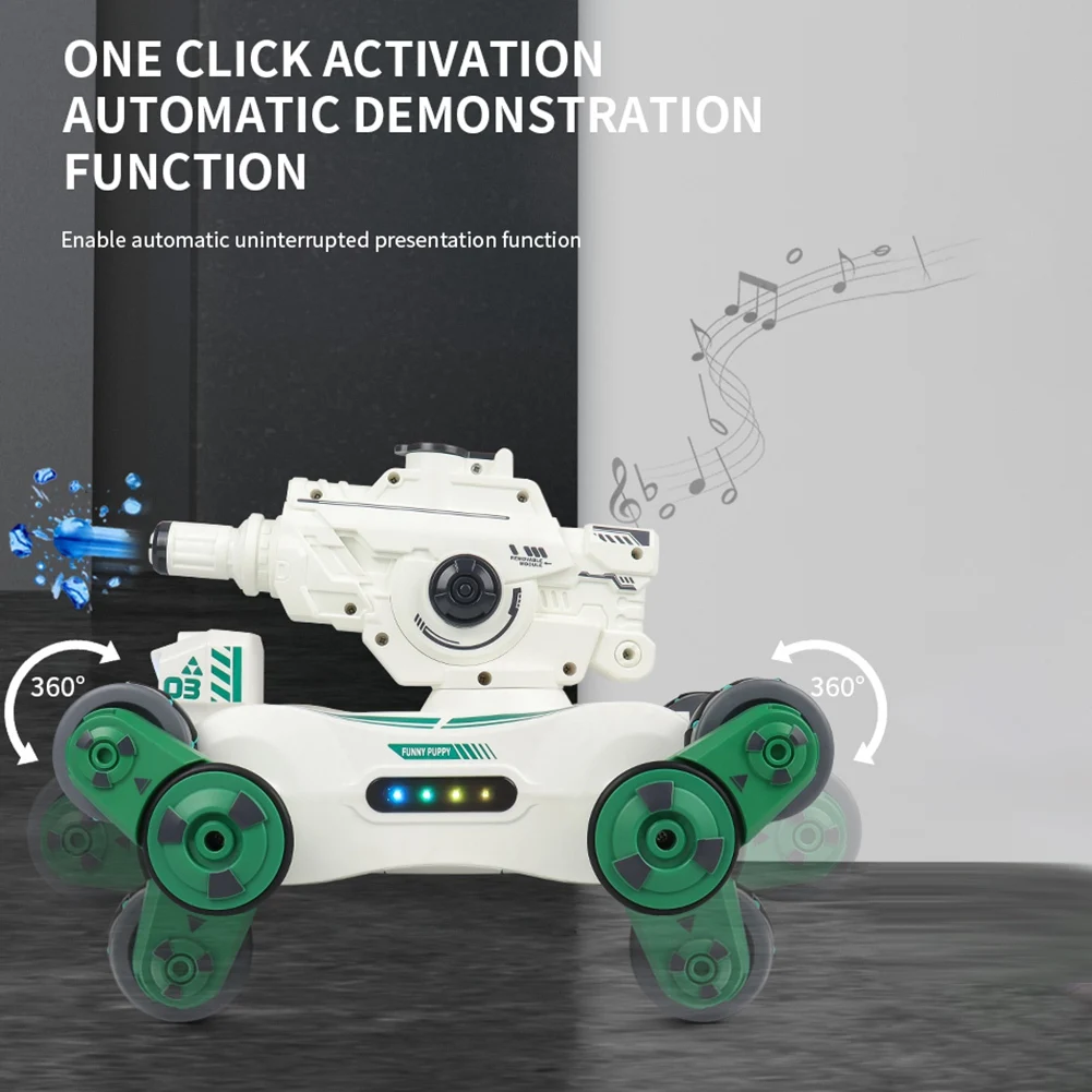 ODIES-RC سيارة كرة الماء روبوت الكلب رذاذ موسيقى خفيفة التحكم عن بعد لفتة الاستشعار 2.4G 360 الدورية اطلاق النار