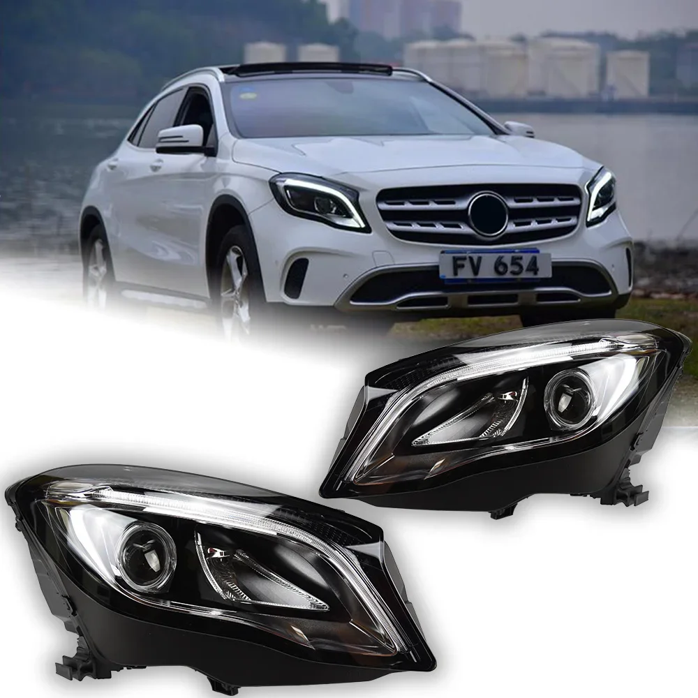 LED DRL Headlights for Gla200/X156/Gla180 Cars Dynamic Signal Front Projector Lens Auto Accessories