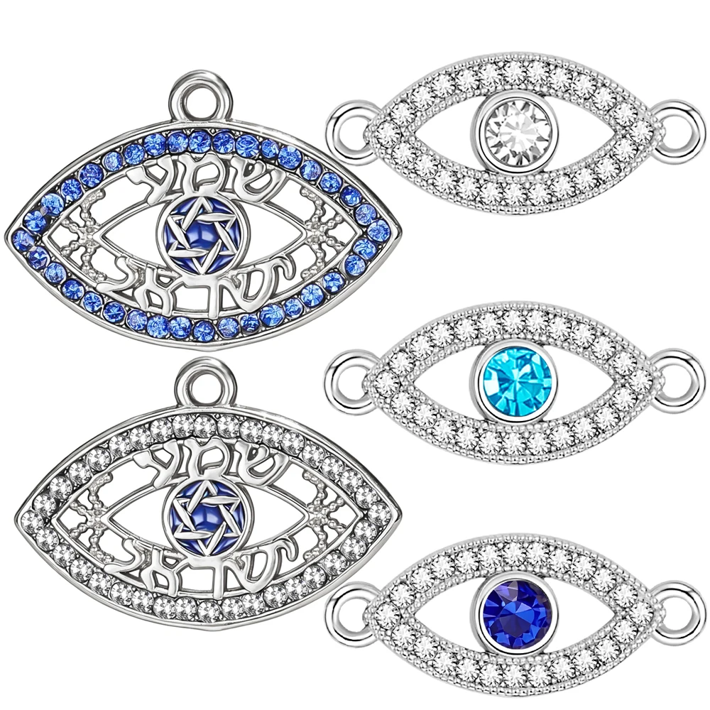 Evil Eye Pendant with Blue Clear Zircon DIY Charms for Jewelry Making Vintage Protection Symbol Stainless Steel Accessories
