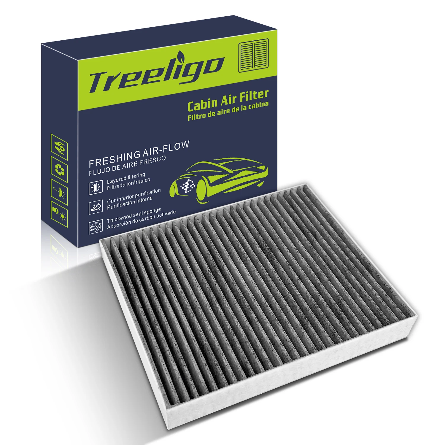 Treeligo 1PCS CF11966 Activated Carbon Fram Cabin Conditioner Air Filter 13356914,13356916,13508023,22743911,23135671,23393247