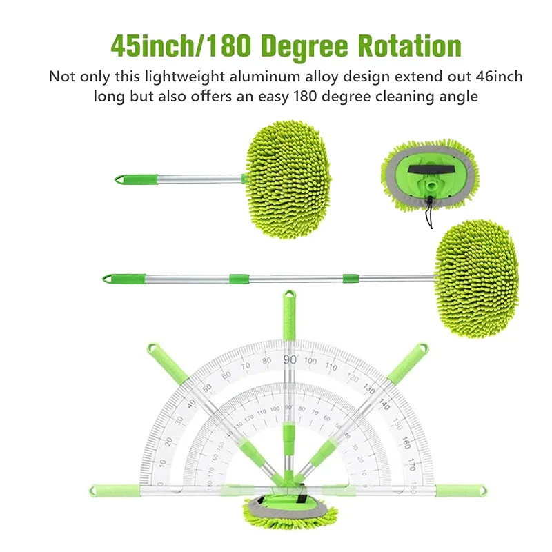 Cepillo de lavado de coche, mopa de limpieza desmontable, escoba ajustable, mango largo, Cepillo giratorio