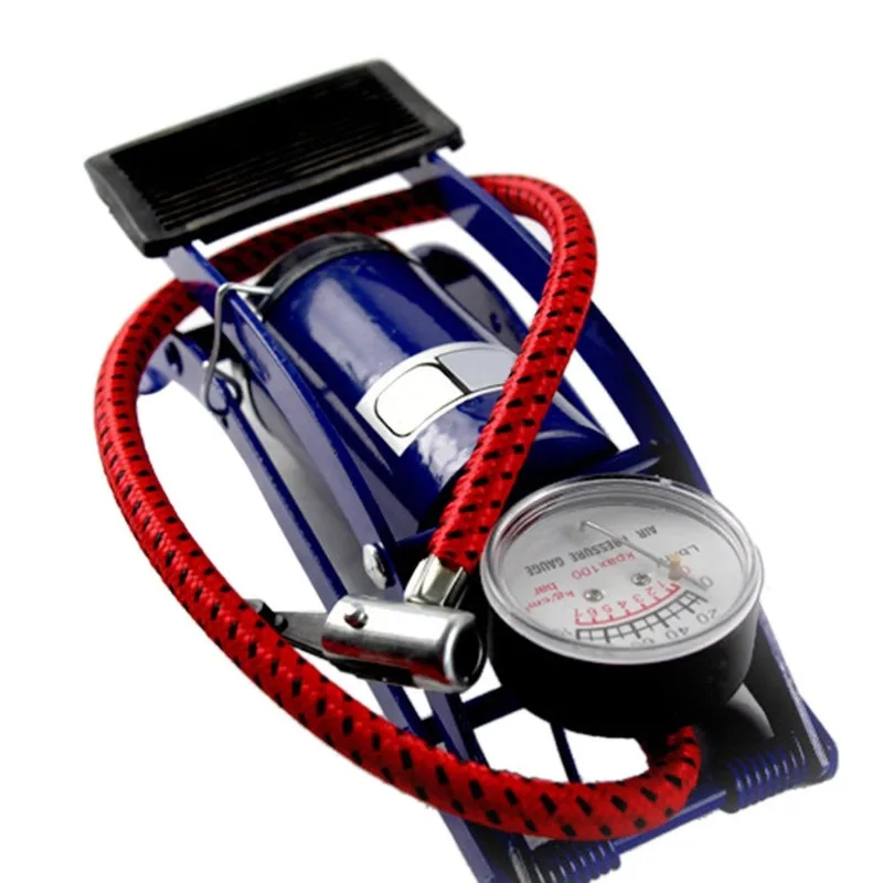 Portable Mini Bicycle Bike Foot Air Pump with tire pressure gauge High-Pressure Steel No-Slip Pump For Car Bicycle MTB Tire image 4