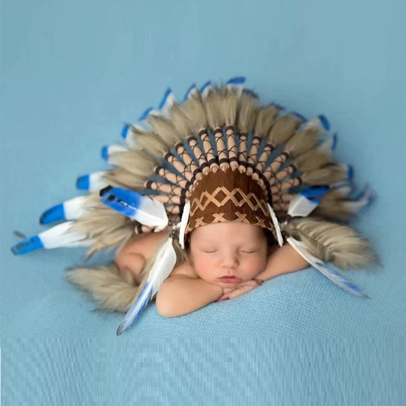 Tocado de plumas indias para fiesta de Halloween, tocado de plumas, accesorio de fotografía, diadema, tocado