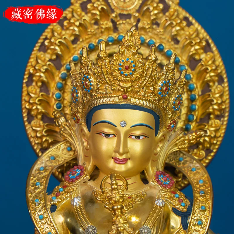 Tibetan Tantra Vajrasattva Buddha statue pure copper gilt imitation Nepalese craftsman household bronze statue ornament