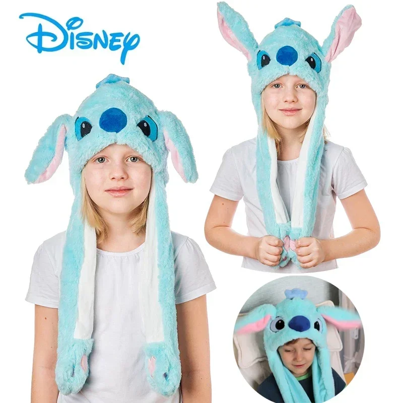 Anime Lilo Stitch Plush Hat Disney Kawaii Cosplay Hat Bouncing Ears Toys Action Figure Accessories Gift Items for Children Party