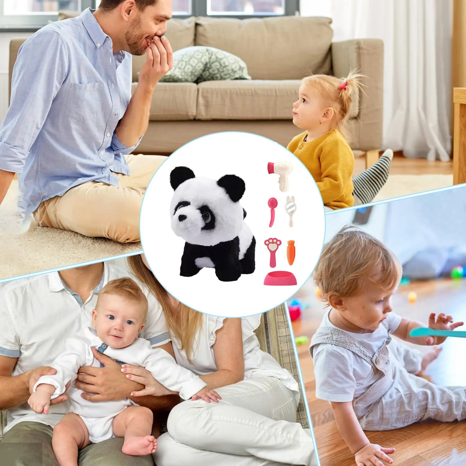 لعبة المشي الناطقة على شكل حيوان الباندا المحشو الإلكترونية التفاعلية مع صوت للأطفال هدية عيد ميلاد السنة الجديدة لعيد الفصح #4