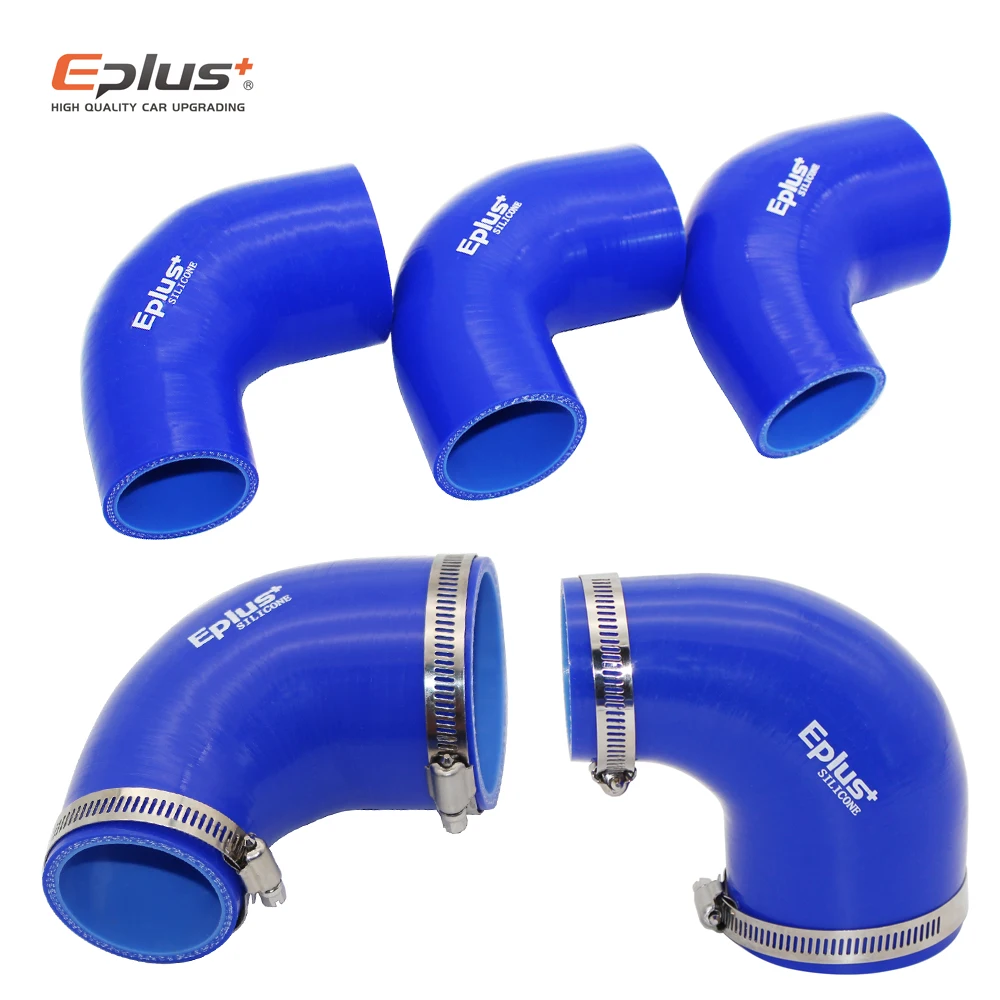 Universal 90 Degrees Reducer Silicone Tubing Braided Hose Car Intercooler Turbo Mechanical Plumbing Connecting Blue Multi Size