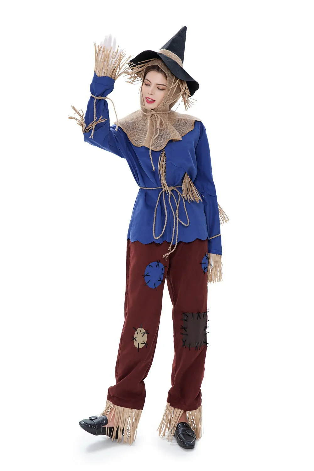 

Halloween the Wizard of Oz Animation Series Cosplay Straw Man Performance Clothes Couple's Fairy Tale Costumes Women's Tradit...
