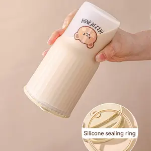 Giá trị cốc cốc trong suốt bằng nhựa di động dễ thương gấu sữa sữa chịu nhiệt chống lại ly nước cho du lịch ngoài trời 10 Cup sữa bán hàng chính - 5