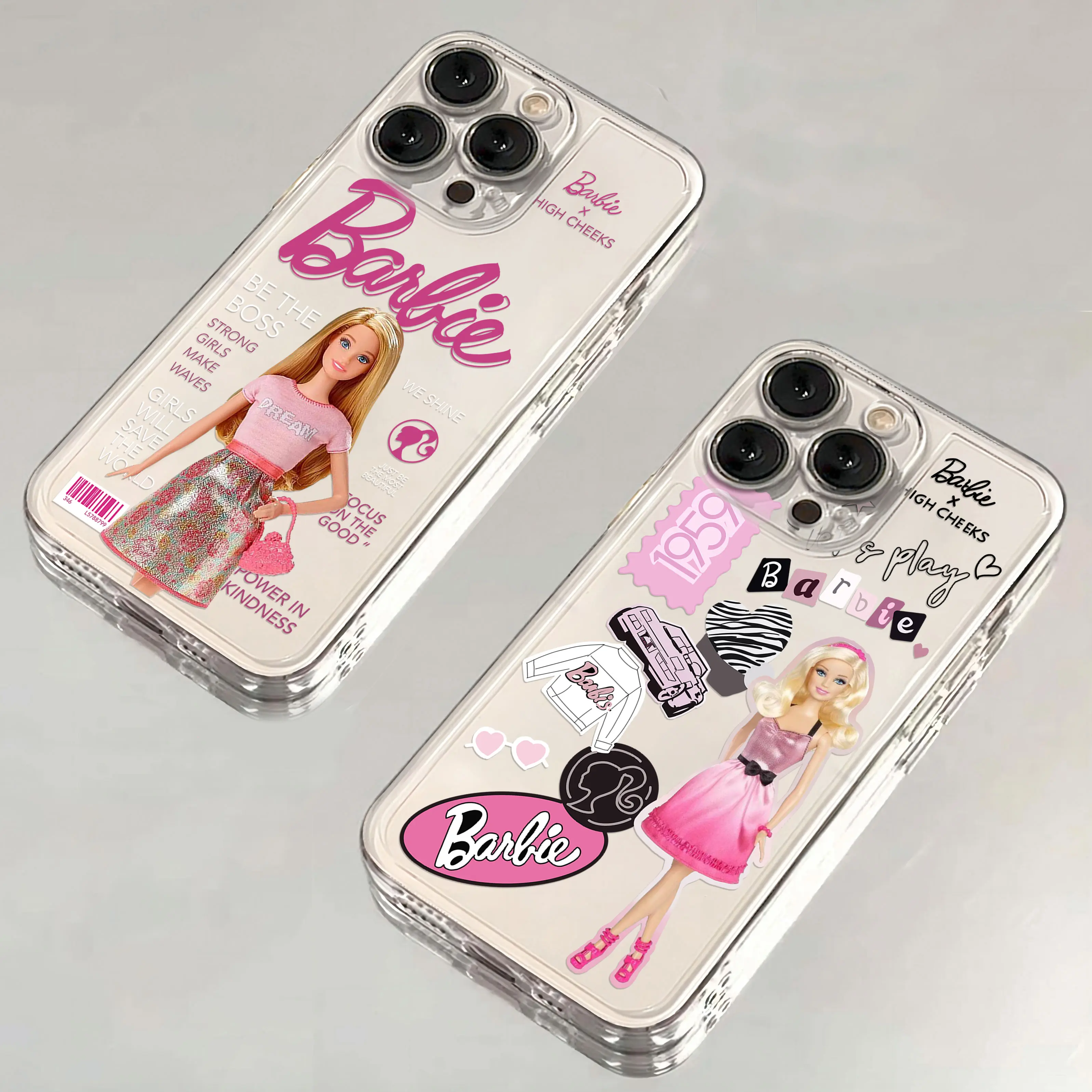 Cute Kawaii Barbies Girls Phone Case For iPhone 16 15 14 13 12 11 Mini Pro Max X XR XSMax 7 8 Plus SE20 Transparent Cover