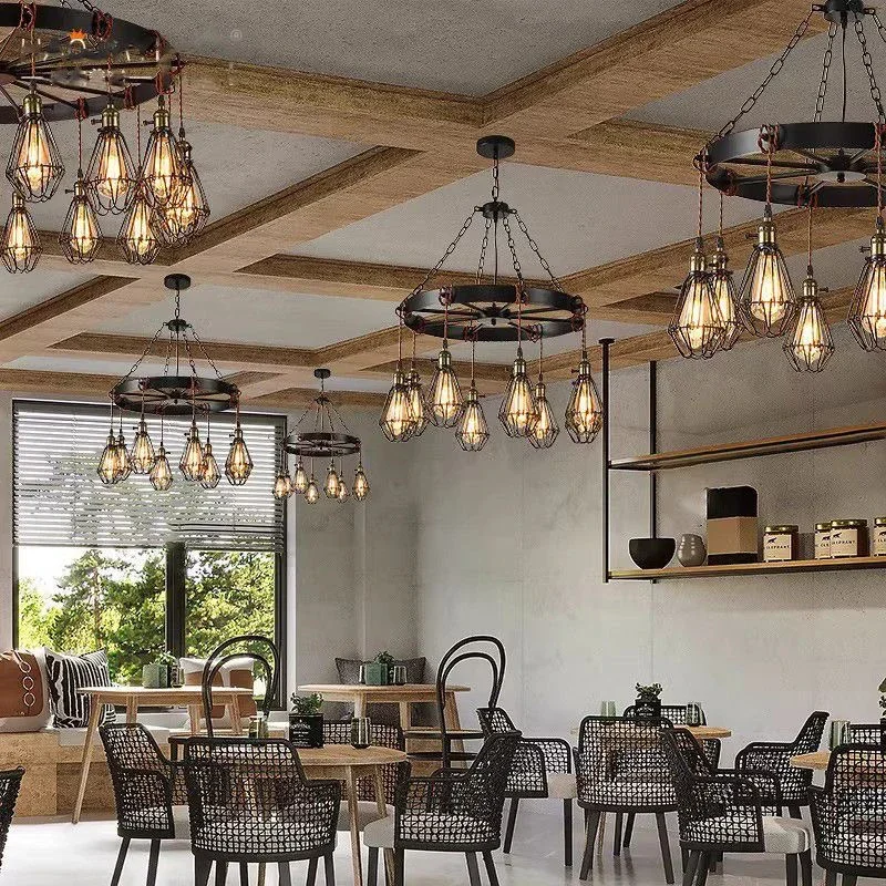 TEMAR American Retro Pendent Lamp Industrial Wind Living Room Restaurant Loft Clothing Store Cafe Bar Box Homestay Chandelier image 4