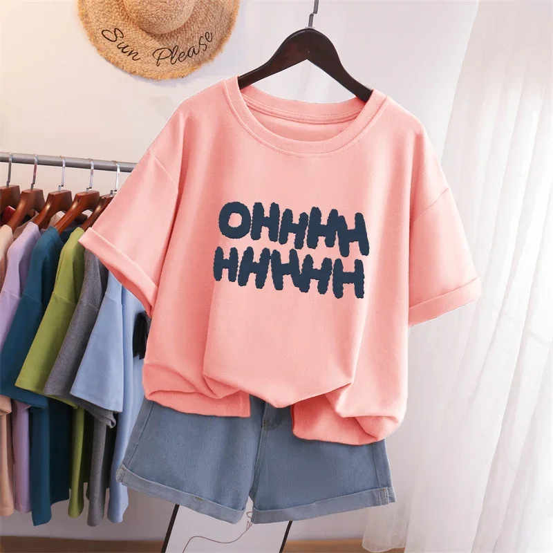 EBAIHUI 100 cotone L-5XL Plus Size T Shirt Cartoon Print Tshirt manica corta Top donna estate Kawaii coppia O collo magliette