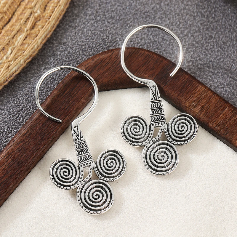 Bohemian-Style Spiralförmige Runde Hängeohrringe für Damen Vintage Metall Tropfen-Ohrringe Modeschmuck Geschenke
