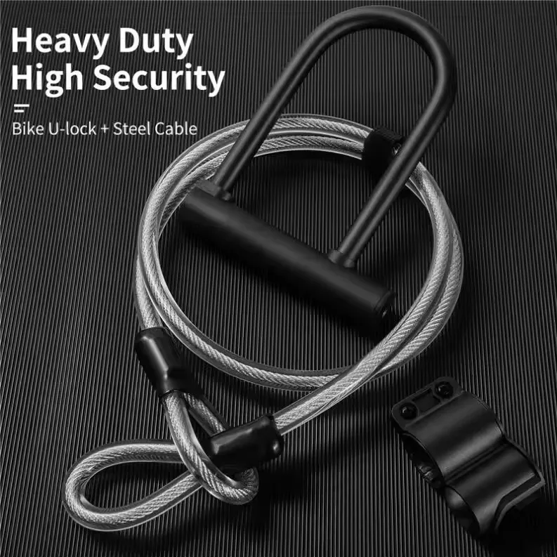 Bike U Lock Heavy Duty Bike Lock Bicycle U Lock Security Cable with Sturdy Mounting Bracket for Bicycle Motorcycle and More