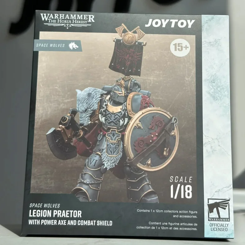 JOYTOY Space Wolves Legion Praetor مع فأس الطاقة ودرع القتال 1/18 شخصيات الحركة Warhammer30K Leman Russ Ragnar Blackmane
