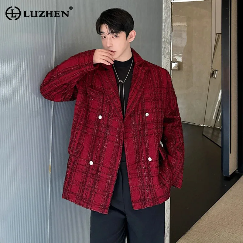 LUZHEN Bright New Designer High Handsome End Elegant Line Blazer Woolen Original Male Casual Clothes Suit Jackets Coats LZ9047