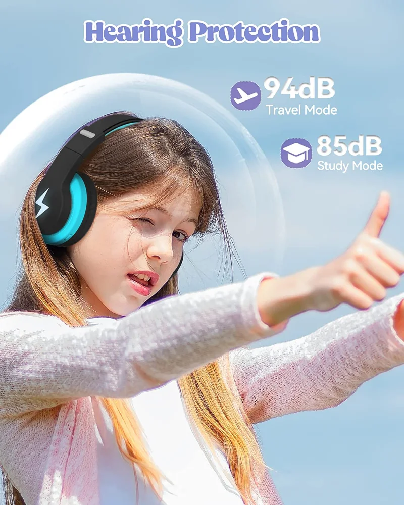 Colorful Wireless Over Ear Headset With Led Lights,Built-in Mic 45h Playtime 85db/94db Volume