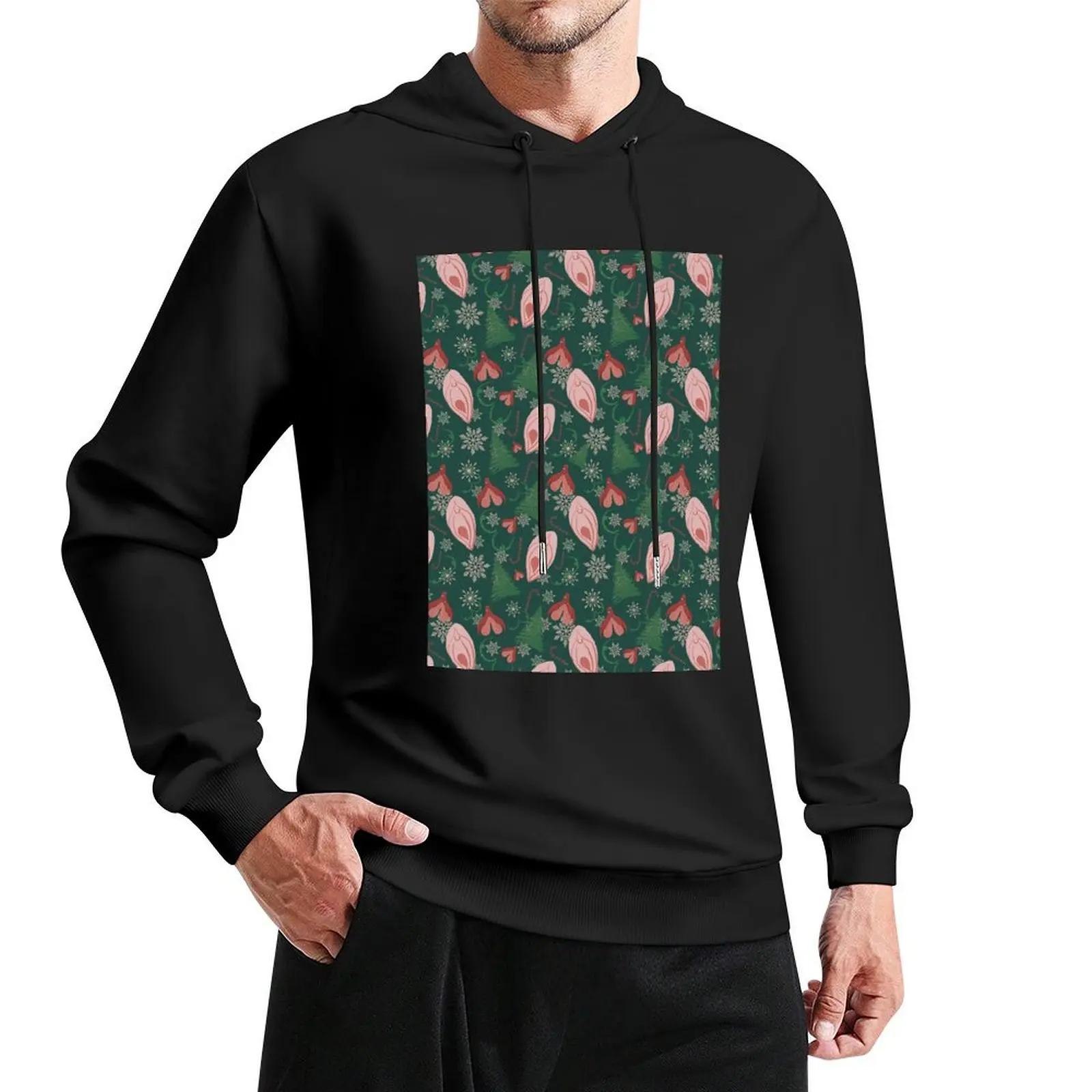 christmas vulva pattern green Pullover Hoodie autumn aesthetic clothing men's oversize hoodie