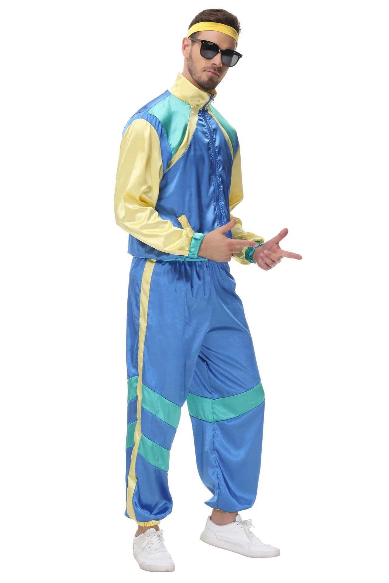 80s 90s Shell Suit Party Dress Costume Retro Tracksuit 90s Hip Hop Costumes 80s Costumes for Men Windbreaker and Pants