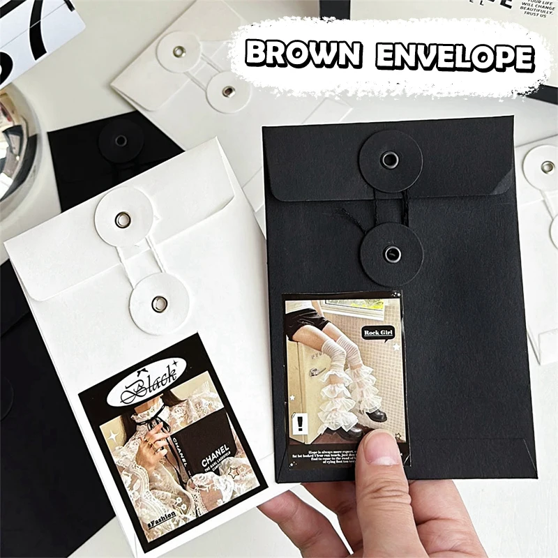 Simplicity Black White Wrapped Envelope Cover Card Holder Kraft Paper Envelope Bag Card Letter Paper Postcards Decorative