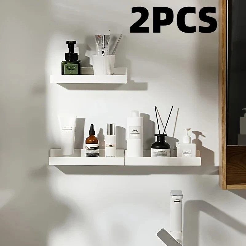 2 stücke Regal Badezimmer Weiße Regale Multifunktions Wand Lagerung Rack Make-Up Lagerung Organizer Rack Selbst Klebe Keine-bohrer