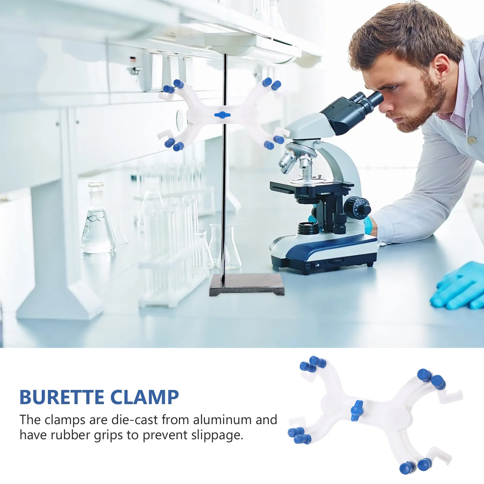 

Heavy Duty Aluminum Clamp Double Spring Loaded Silicon Grips Scratch Resistant Lab Clip For Burets Secure Hold Butterfly