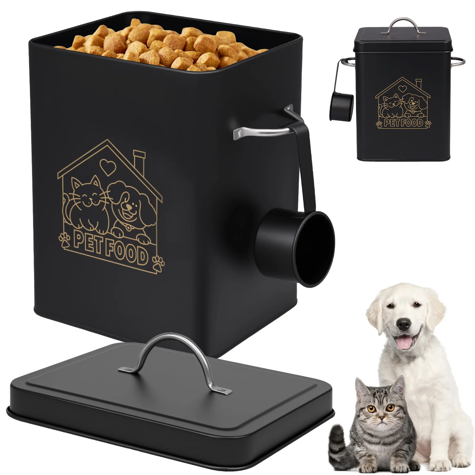 

Контейнер для хранения корма для собак с крышкой-ложкой, большая вместимость, ведро для хранения закусок для щенков, собак, кормовая коробка для собак, товары для домашних животных