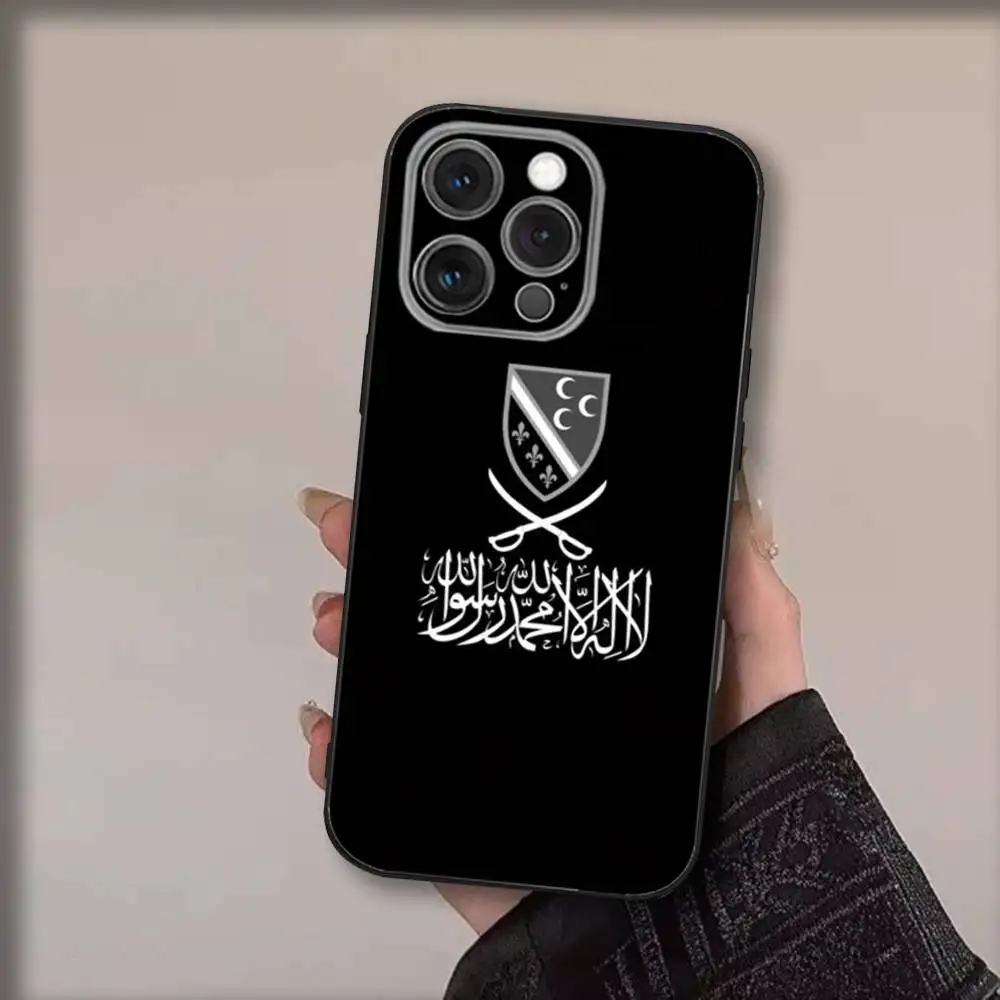 Funda de teléfono con bandera S-Sandzaks para iPhone 17,16,15,14,13,12,11,Pro,Max,Plus,Air,X,XS,XR,SE,8,7,Mini, Funda negra suave