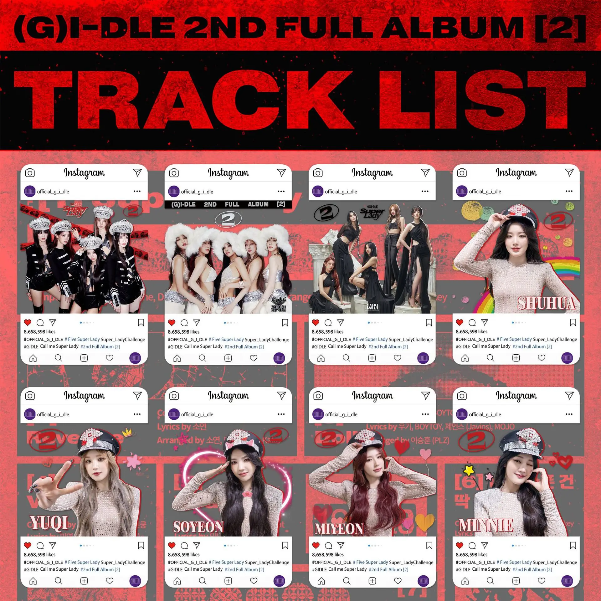 

8pcs/set Kpop (G)I-DLE Lomo Cards GIDLE YUQI Minnie Photocards 2nd Album Photo Card PVC Transparent Card for Fans Collection