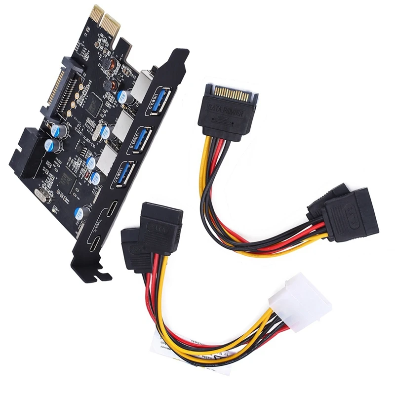 1 Set PCIE To 5 Ports USB3.0 Converter USB3.0 PCI-E Expansion Card CD Driver Internal USB 3.0