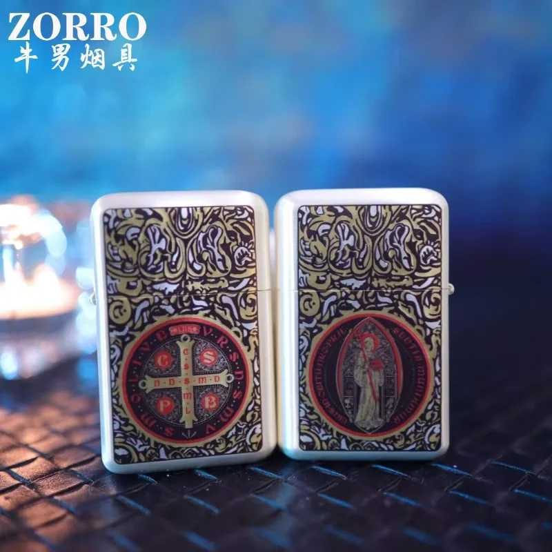 ZORRO Kerosenes Windproof Lighter with High Aesthetic Value 790 Silver Brushed Mandala Practical Gift for Boys