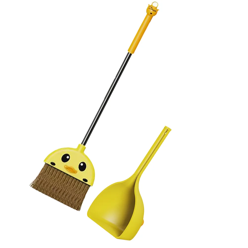 Mini Broom Dustpan Set for Kids: Little Housekeeping Helper and Pretend Play Toy with Yellow Duck Design